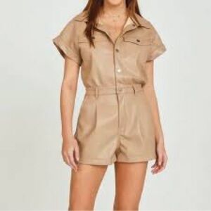 Vintage Havana faux leather utility romper size Small NWT